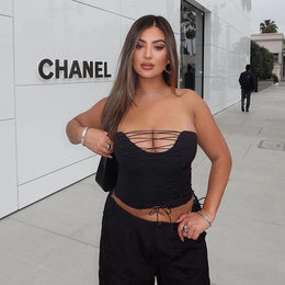 Strapless Tie-Ups Tube Crop Top