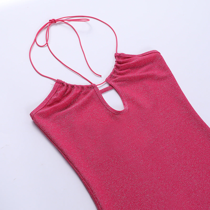 Pink Shoulder Straps Maxi Dress