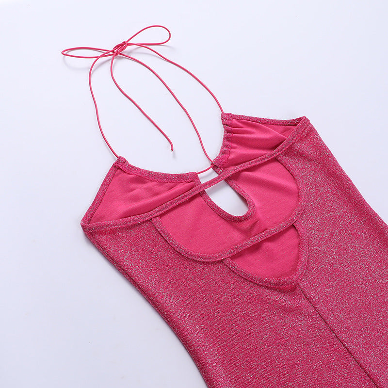 Pink Shoulder Straps Maxi Dress