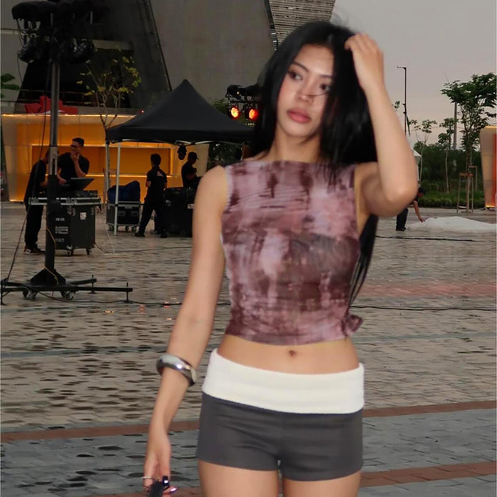 Women Abstract Printed Round Neck Top