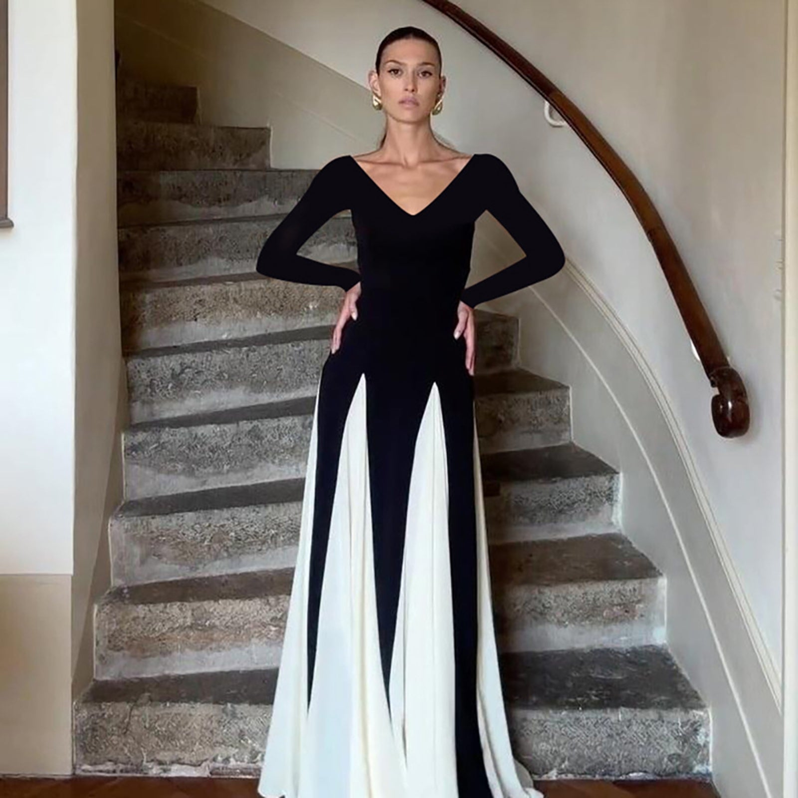 Monochrome Formal Maxi Dress