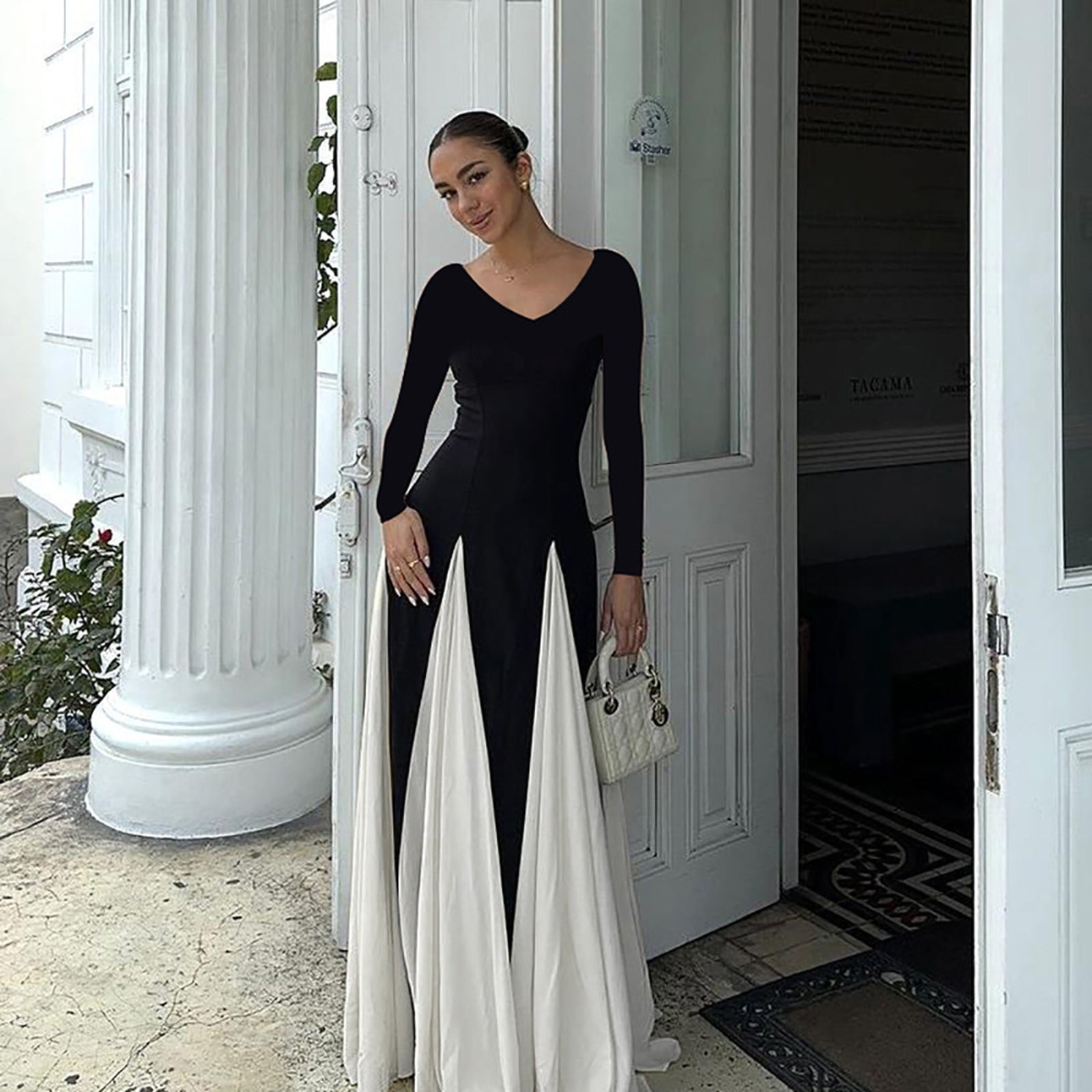 Monochrome Formal Maxi Dress