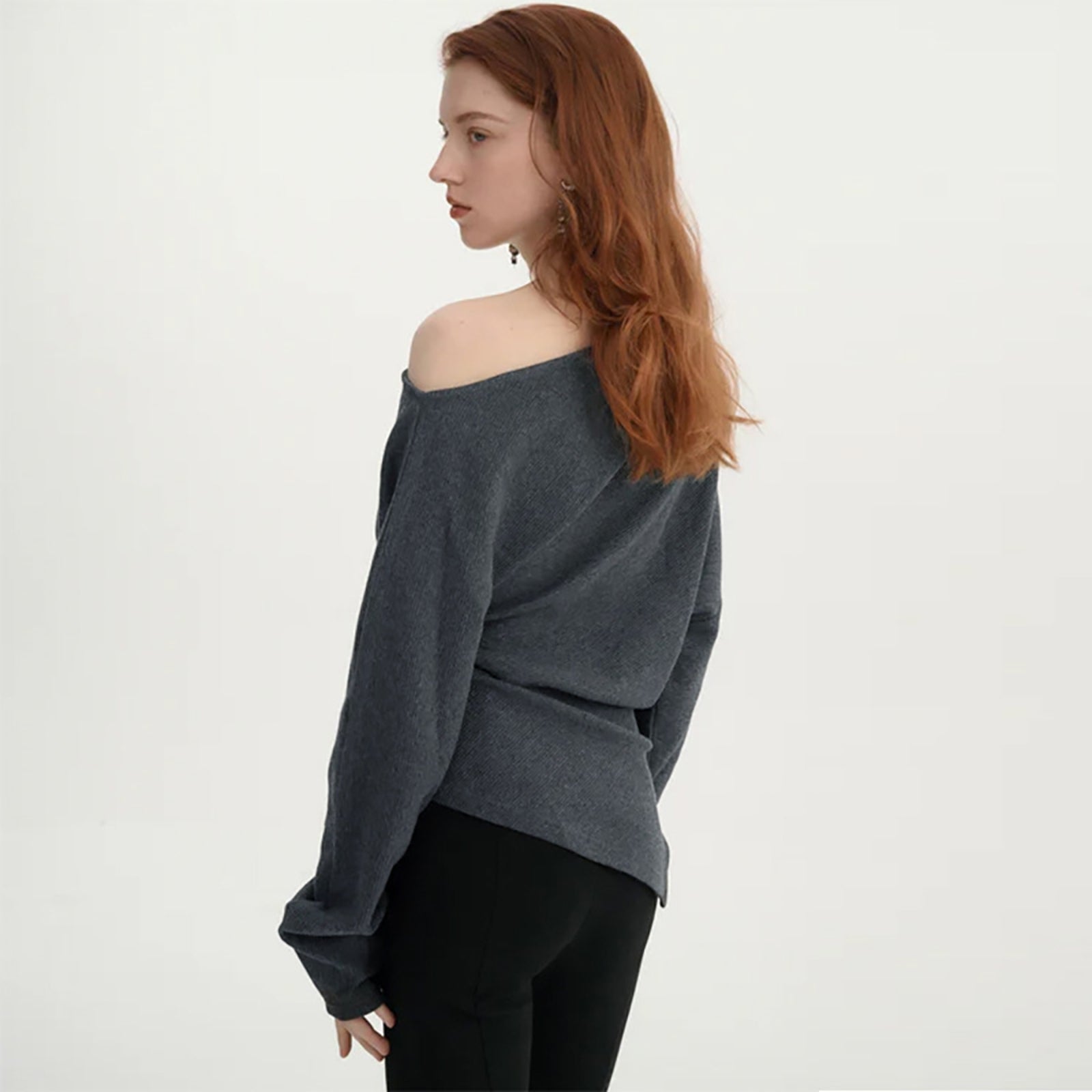 Women One Shoulder Extended Sleeves Crepe Top