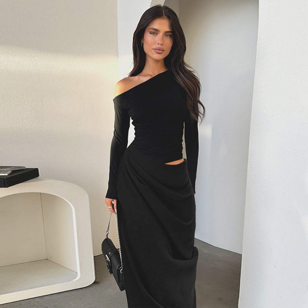 Women One Shoulder Bodycon Midi Dress