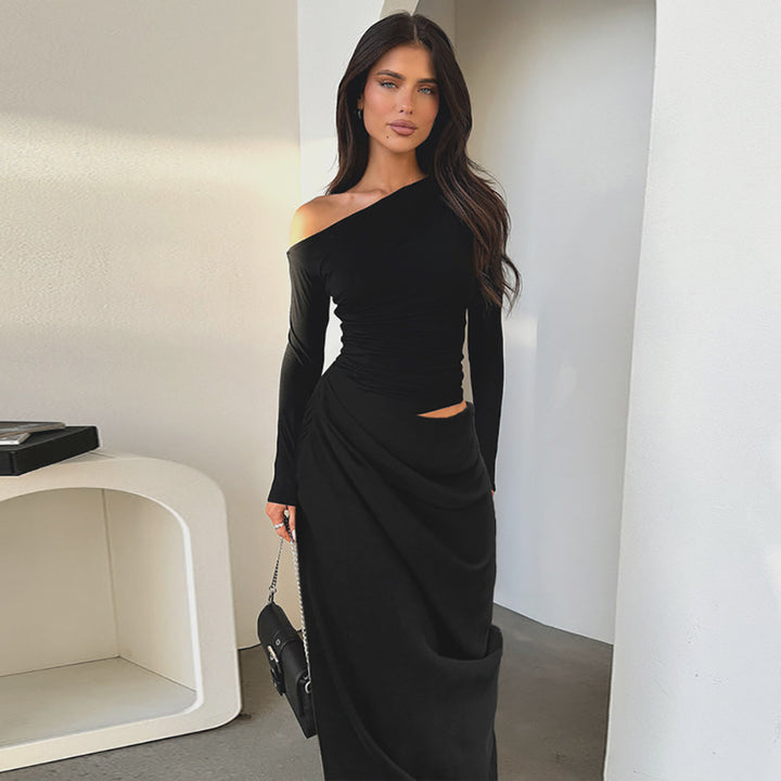 Women One Shoulder Bodycon Midi Dress