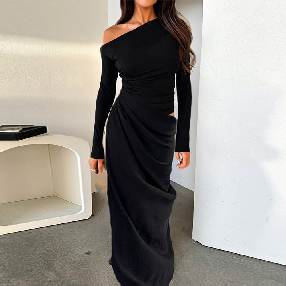Women One Shoulder Bodycon Midi Dress