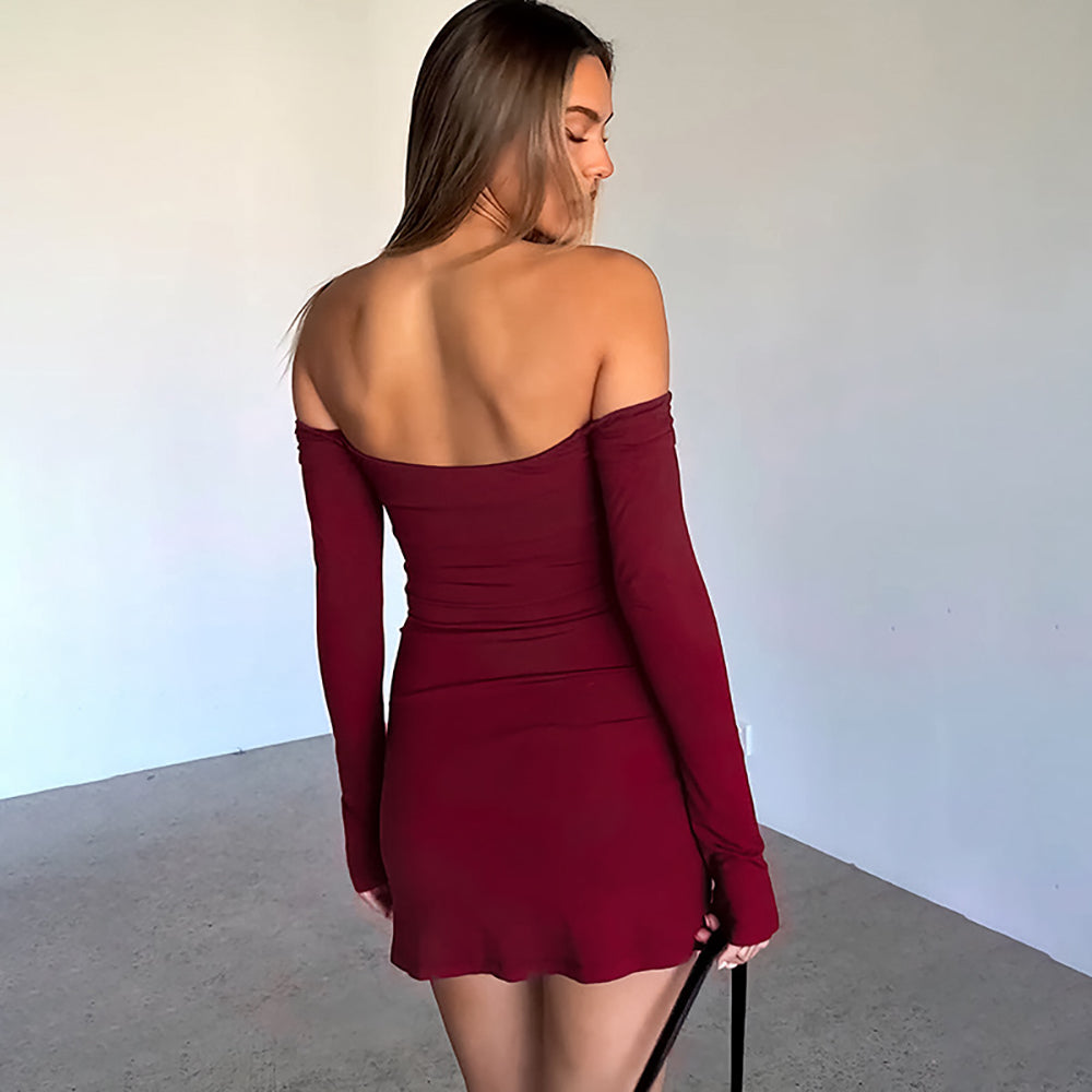 Women Off-Shoulder Sheath Mini Dress