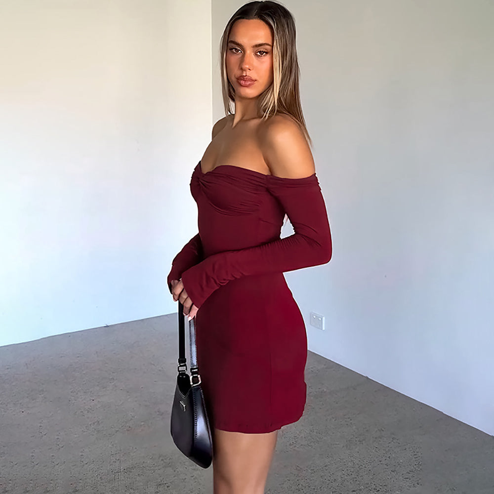 Women Off-Shoulder Sheath Mini Dress