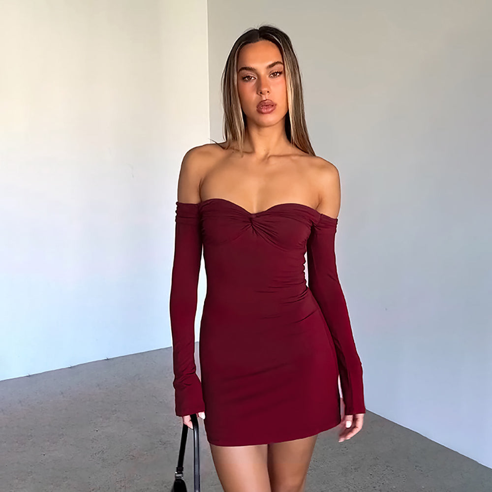 Women Off-Shoulder Sheath Mini Dress