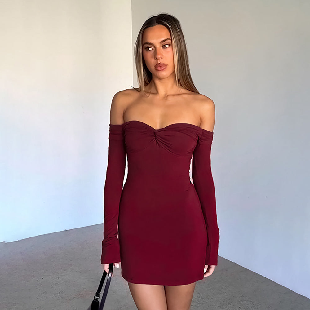 Women Off-Shoulder Sheath Mini Dress