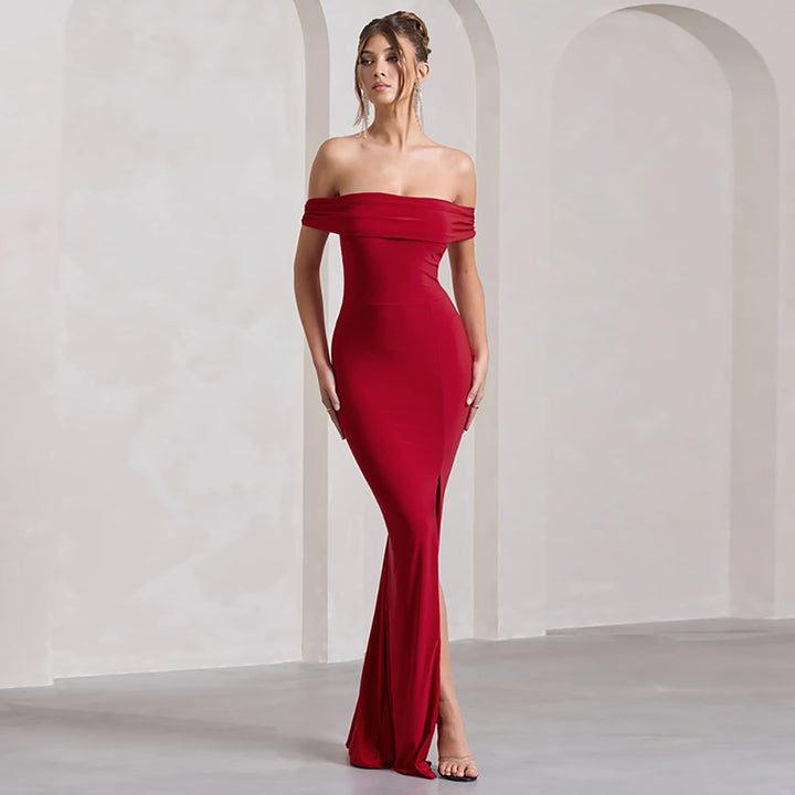 Women Off-Shoulder Bodycon Maxi Dress