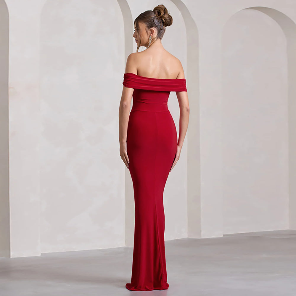Women Off-Shoulder Bodycon Maxi Dress