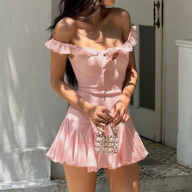 Women Off-Shoulder Fringed Sheath Mini Dress