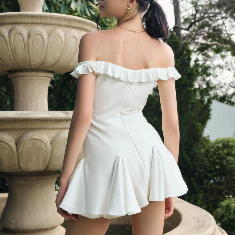 Women Off-Shoulder Fringed Sheath Mini Dress