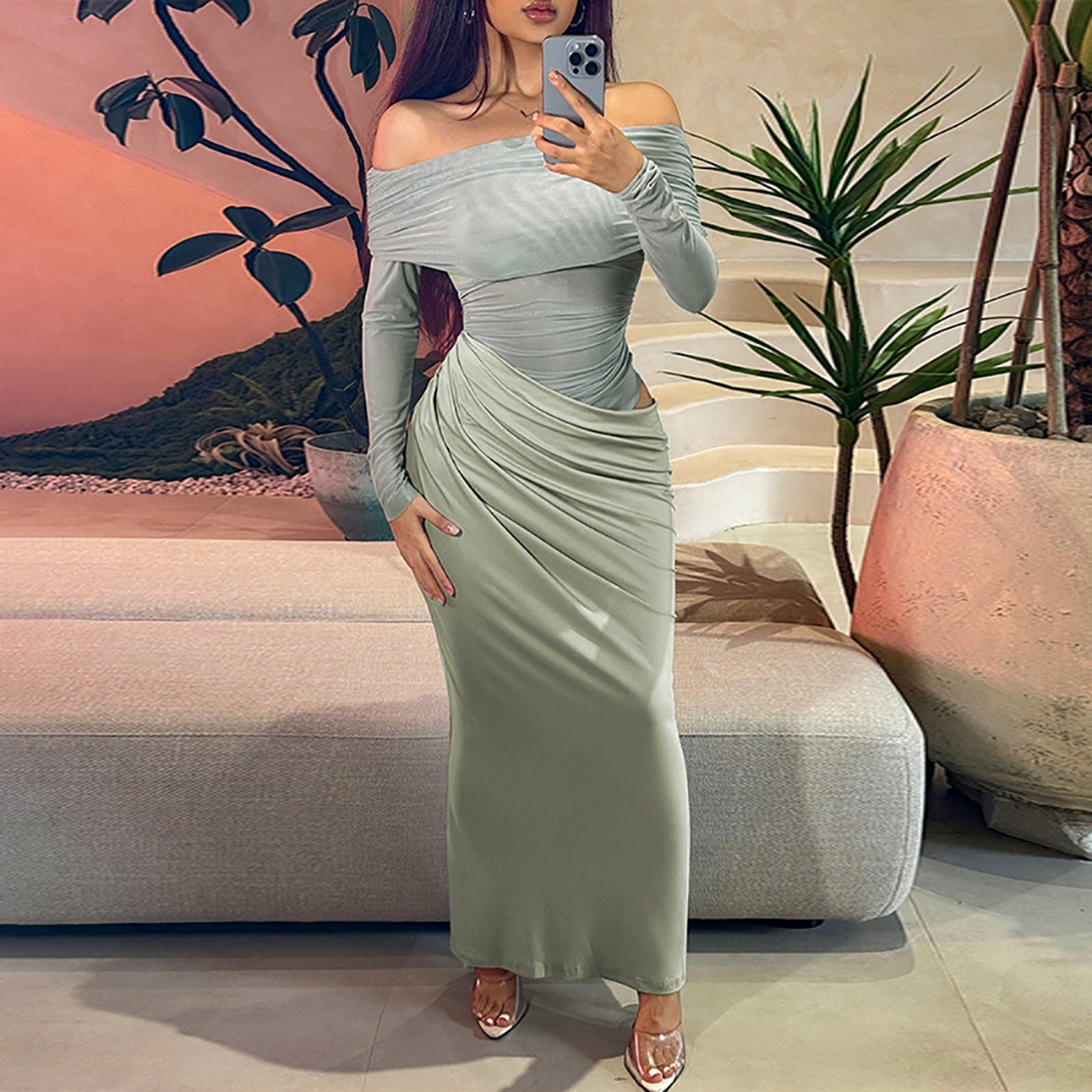 Women Off-Shoulder Maxi Dress