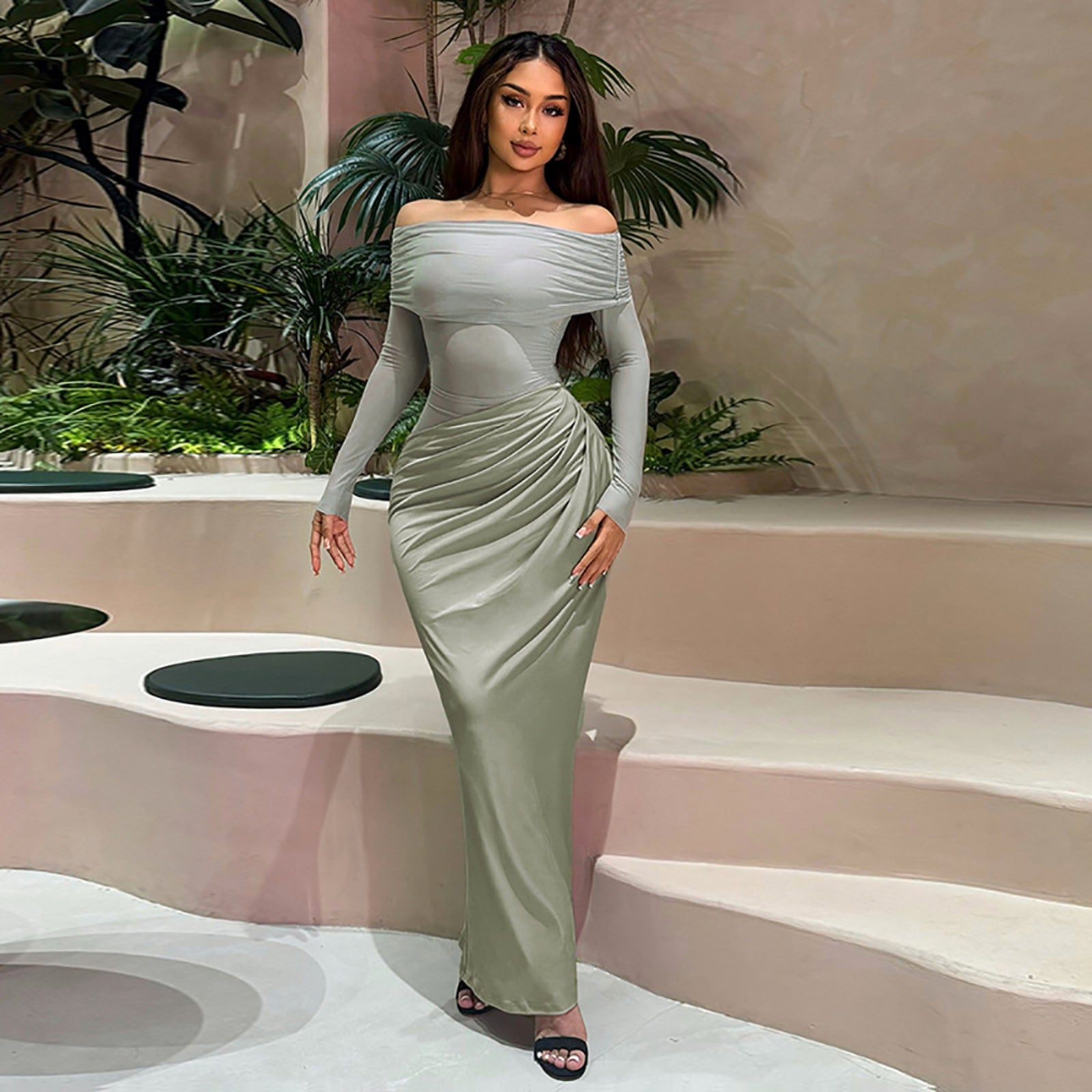 Women Off-Shoulder Maxi Dress