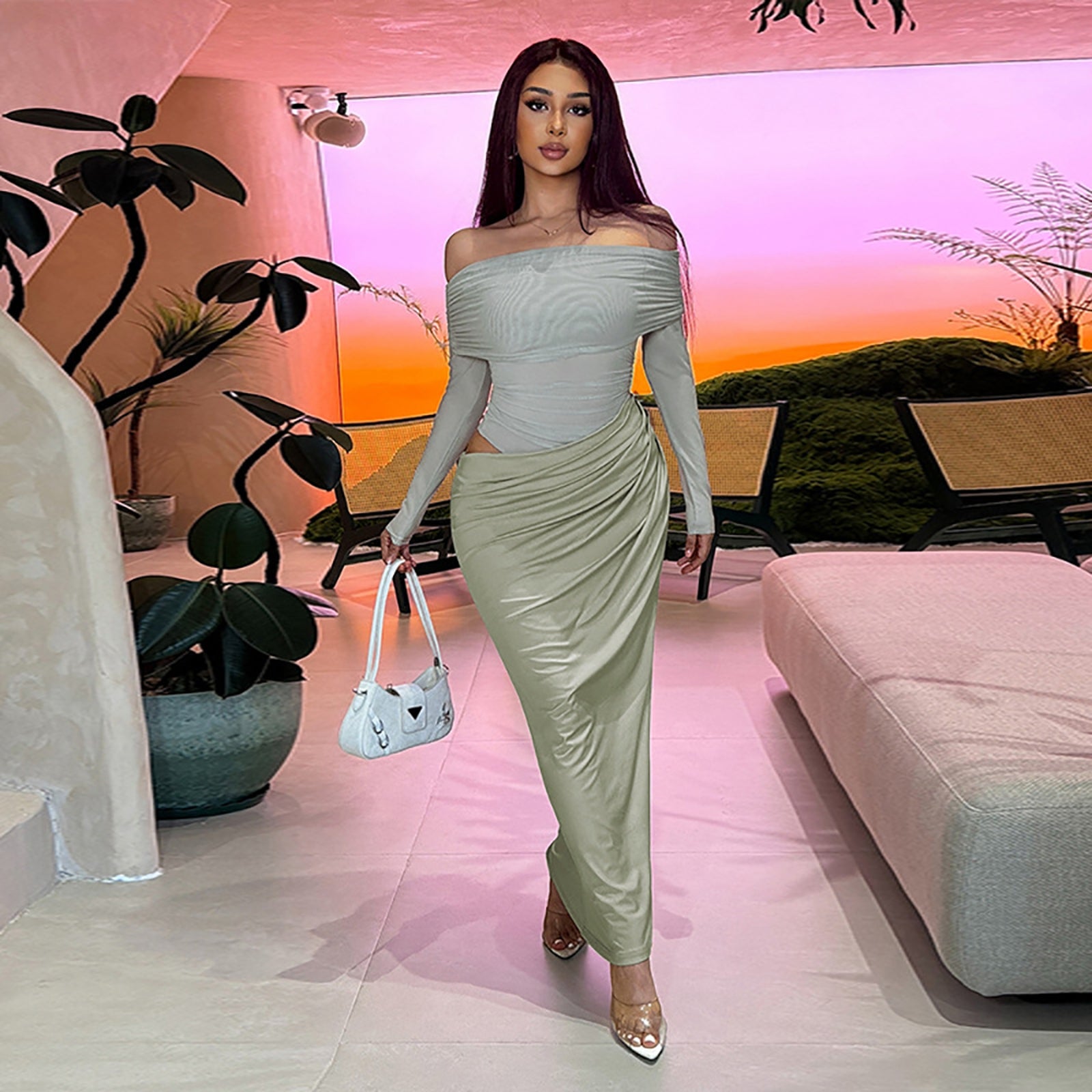 Women Off-Shoulder Maxi Dress