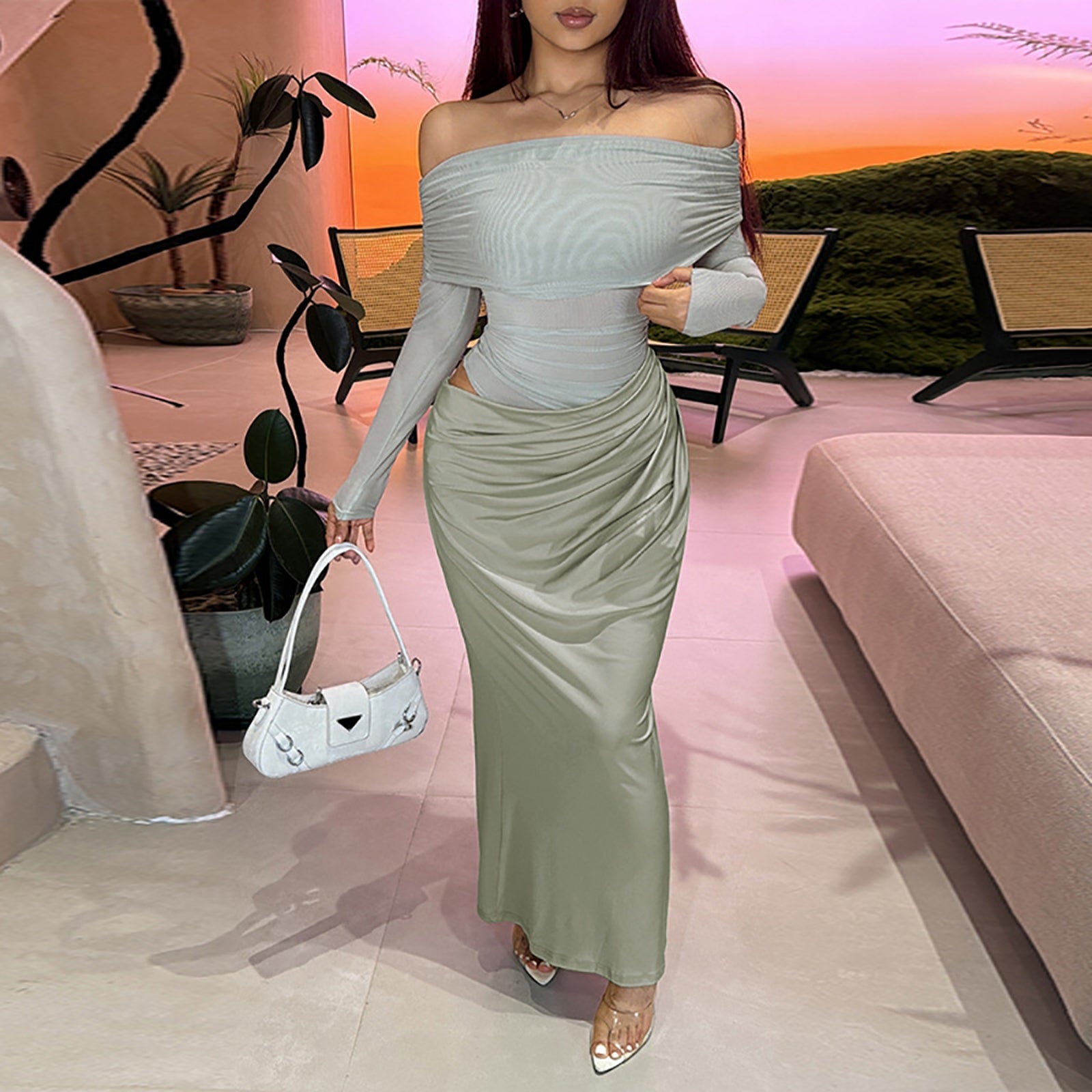 Women Off-Shoulder Maxi Dress