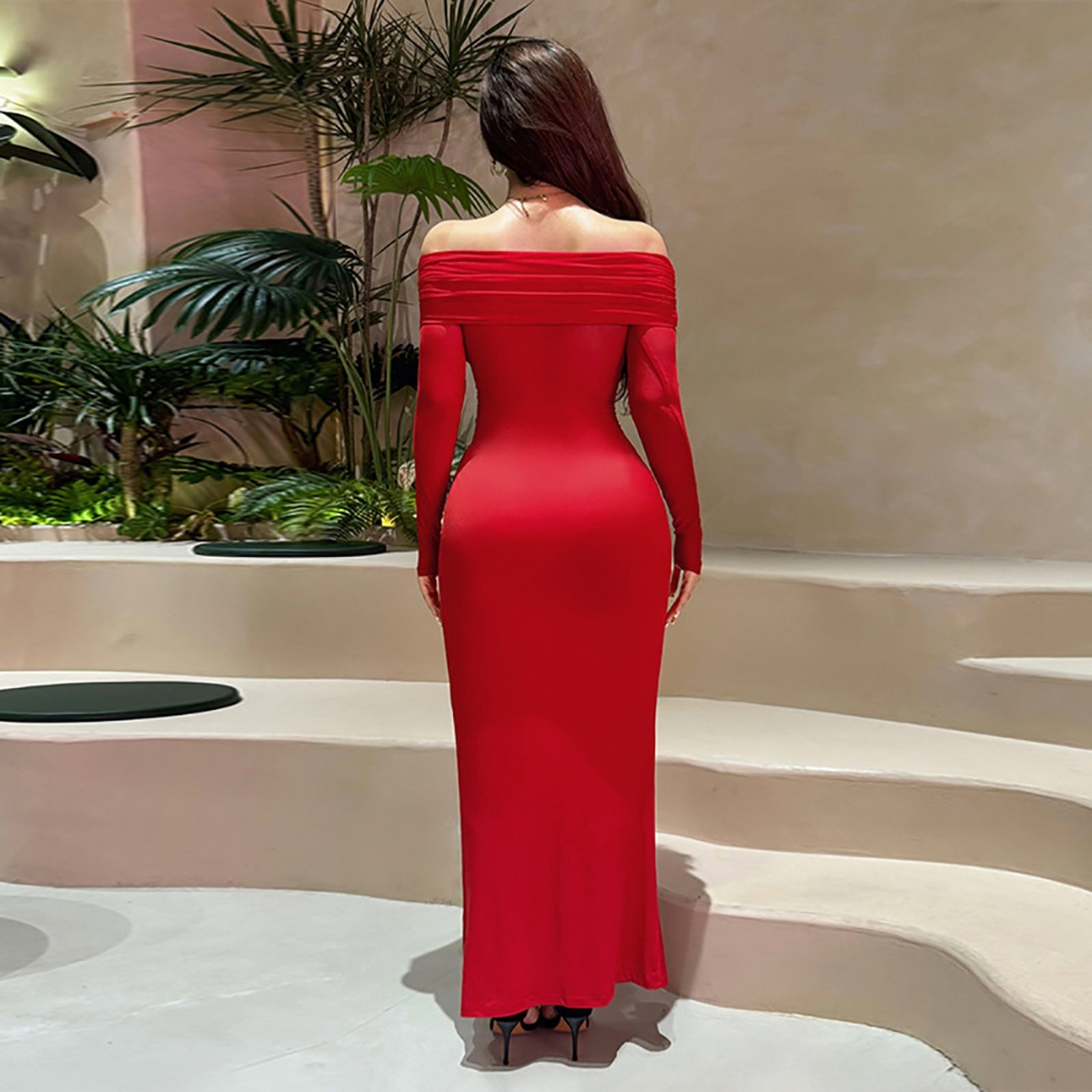Women Off-Shoulder Bodycon Maxi Dress