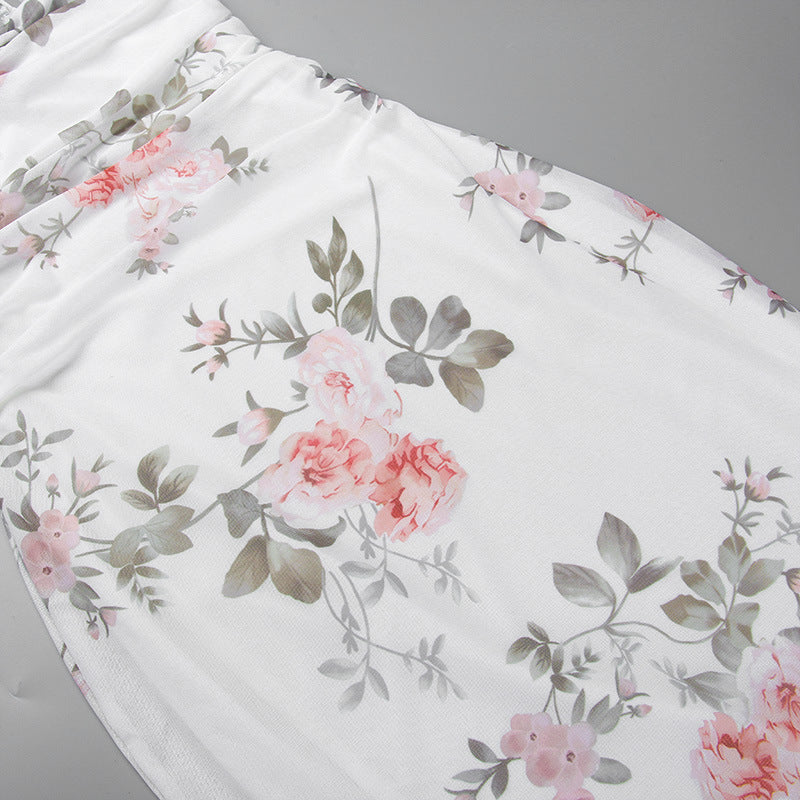 Floral Print Off-Shoulder Bodycon Midi Dress