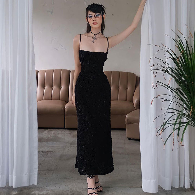 Black Embellished Sleeveless Maxi Dress