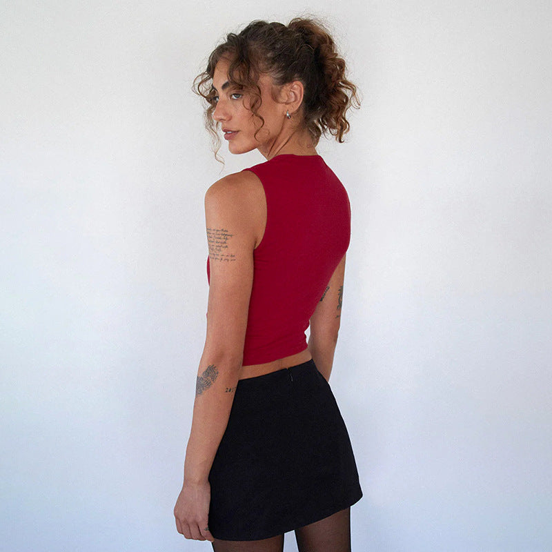 Solid Sleeveless Casual Top