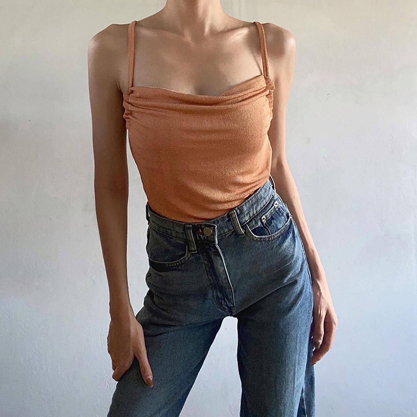 Women Cowl Neck Solid Sleeveless Top