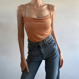 Women Cowl Neck Solid Sleeveless Top