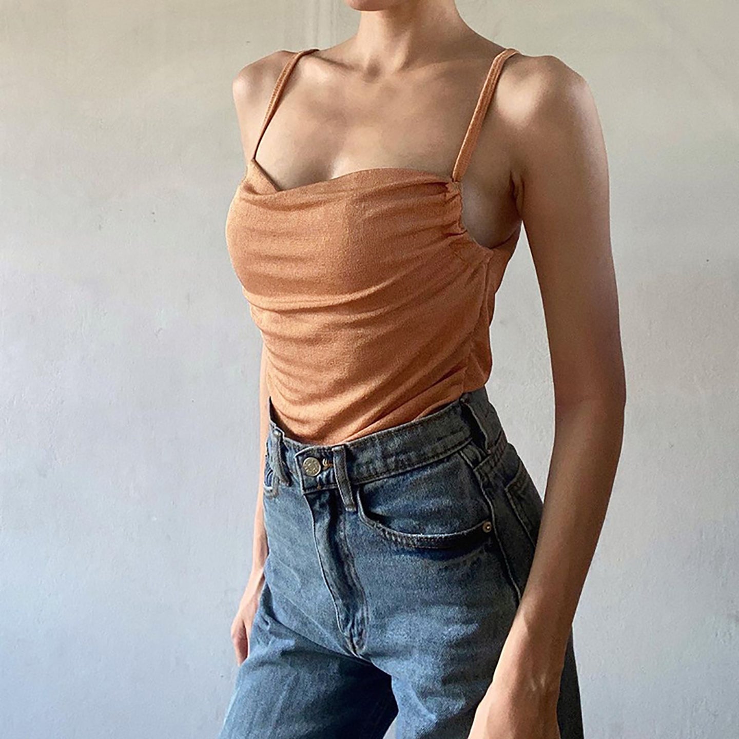 Women Cowl Neck Solid Sleeveless Top