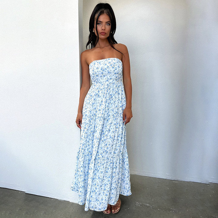 Floral Print Sleeveless Maxi Dress