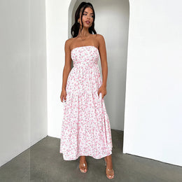 Floral Print Sleeveless Maxi A-Line Dress