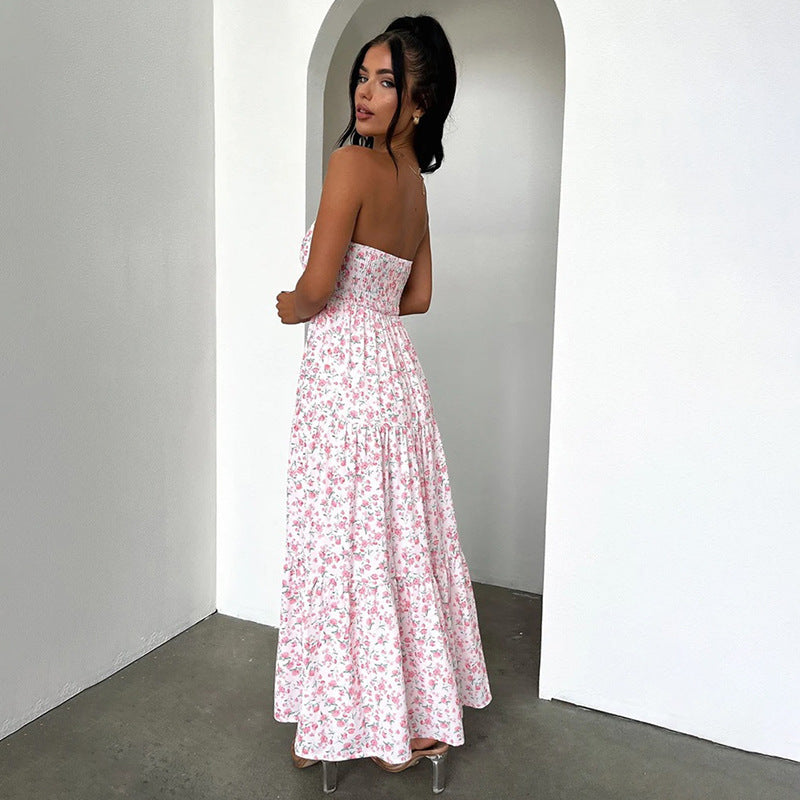 Floral Print Sleeveless Maxi A-Line Dress