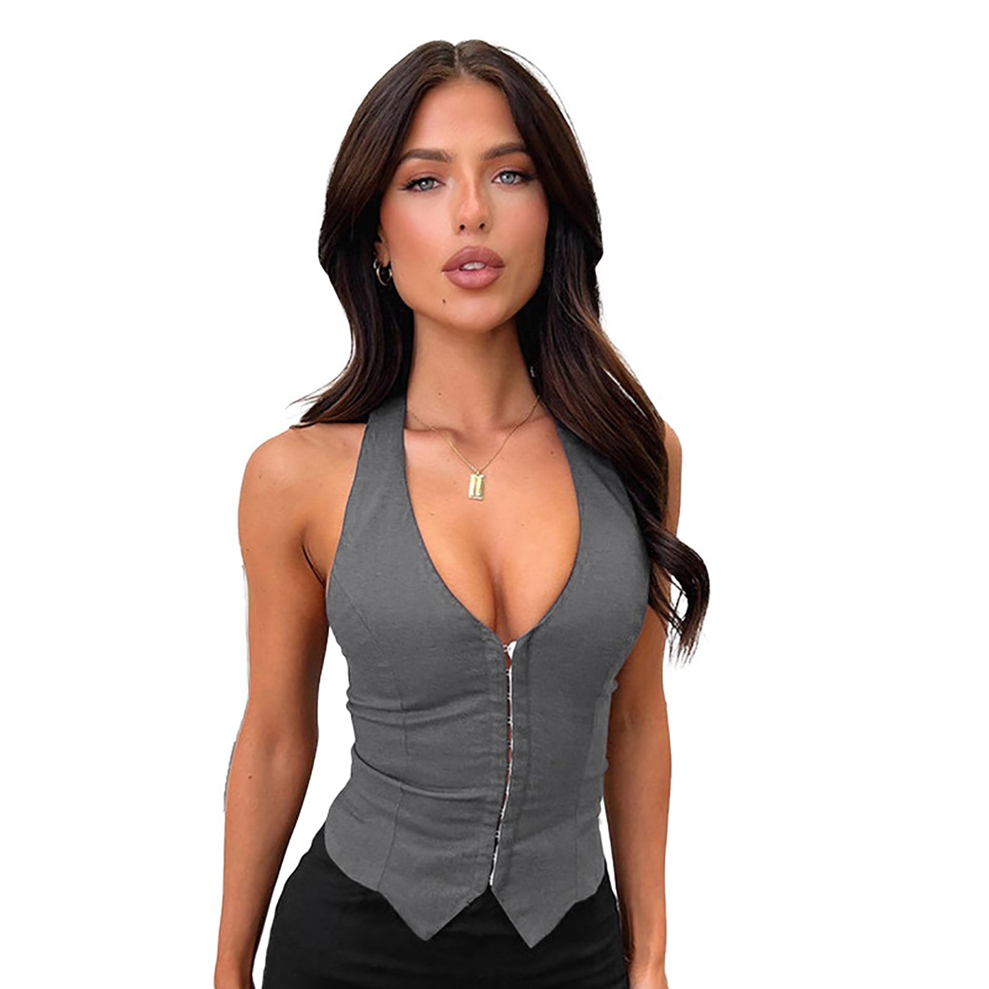 StyleCast Women Solid Plunge Neck Top