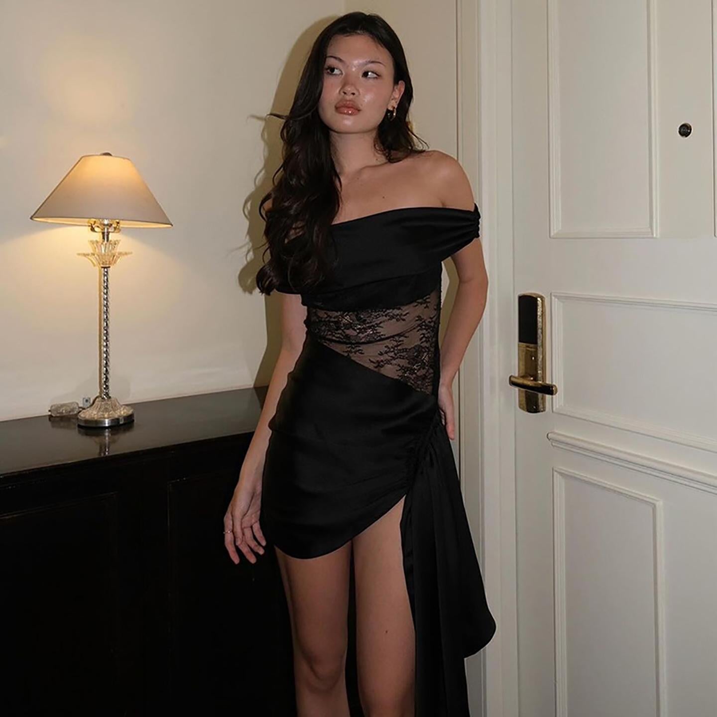 Off-Shoulder Sheath Mini Dress