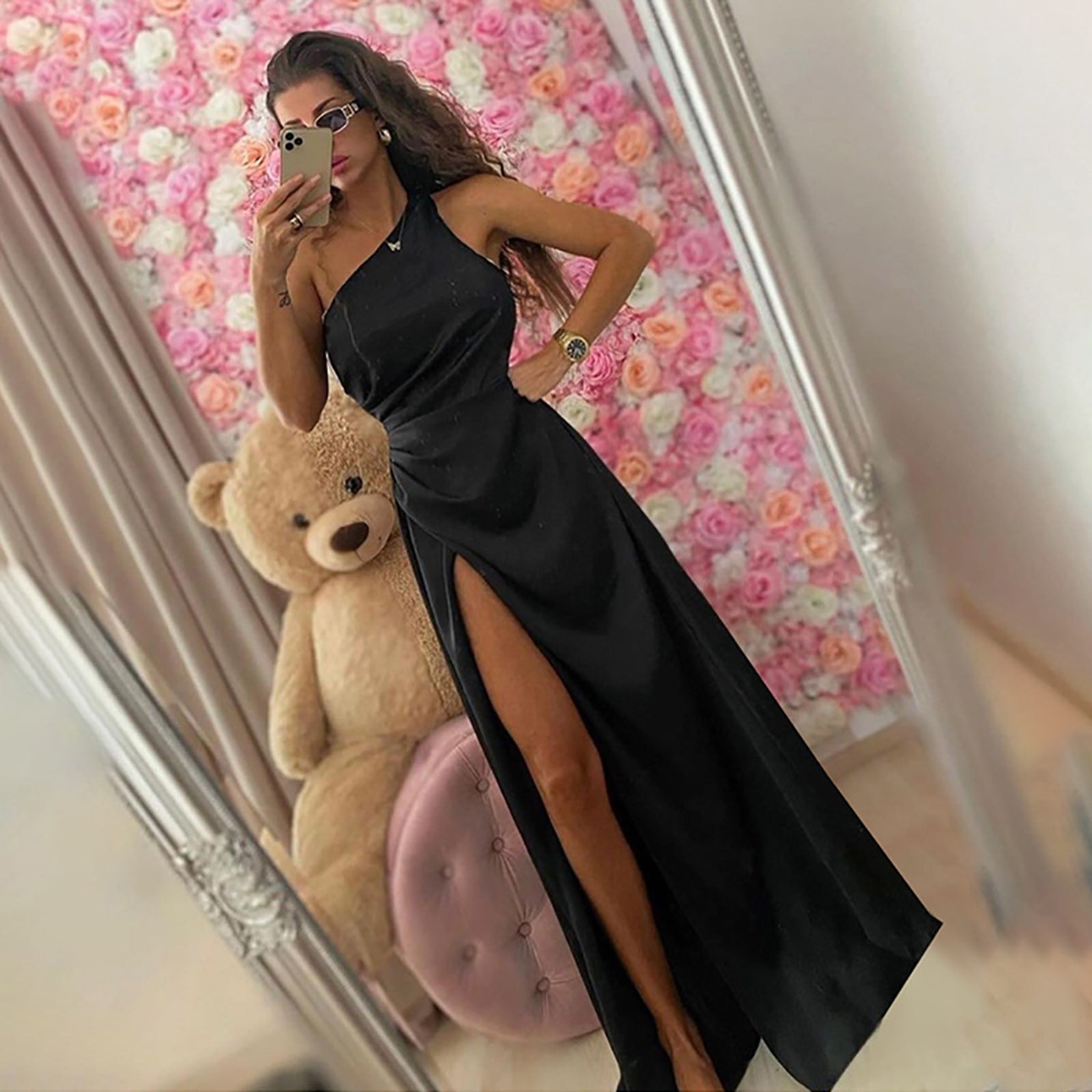 One Shoulder Fit & Flare Maxi Dress