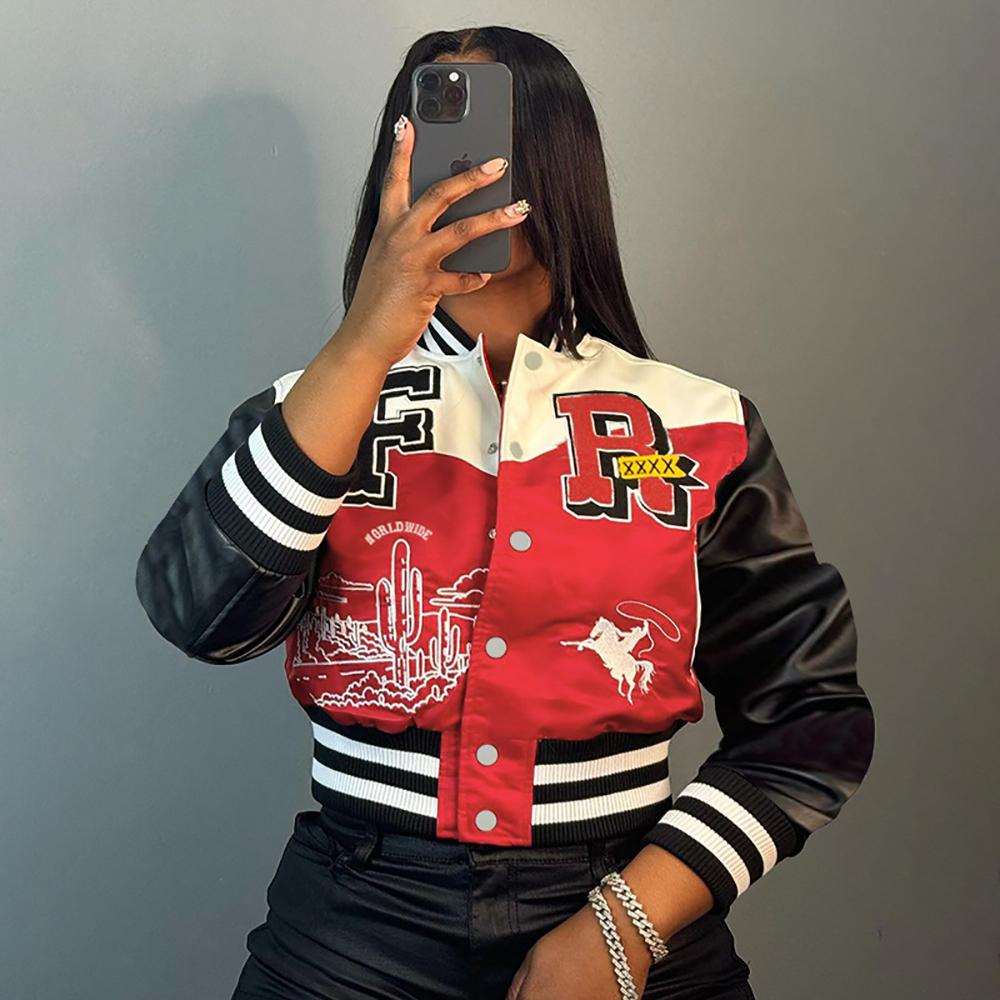 Women Crop Outdoor Biker Jacket