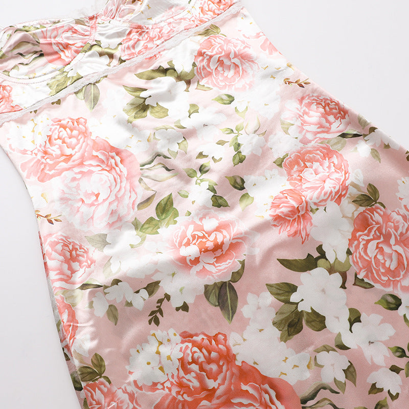Floral Printed Shoulder Straps Bodycon Maxi Dress