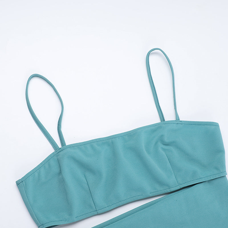 Blue Shoulder Straps Maxi Dress