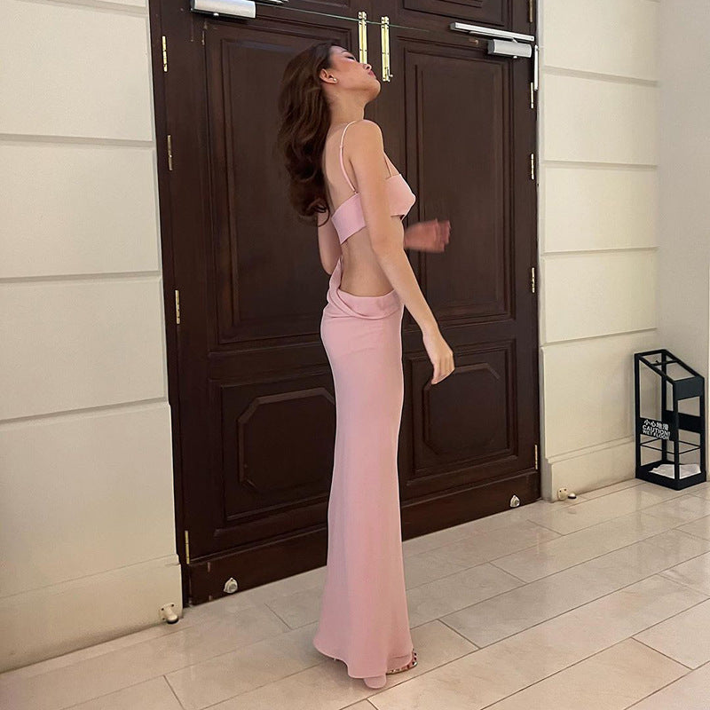 Shoulder Straps Cut-Outs Detil Sheath Maxi Dress