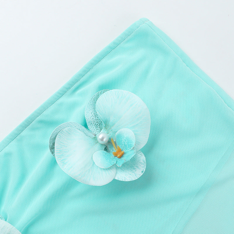 Women Self Design Floral Crepe Tube Crop Top