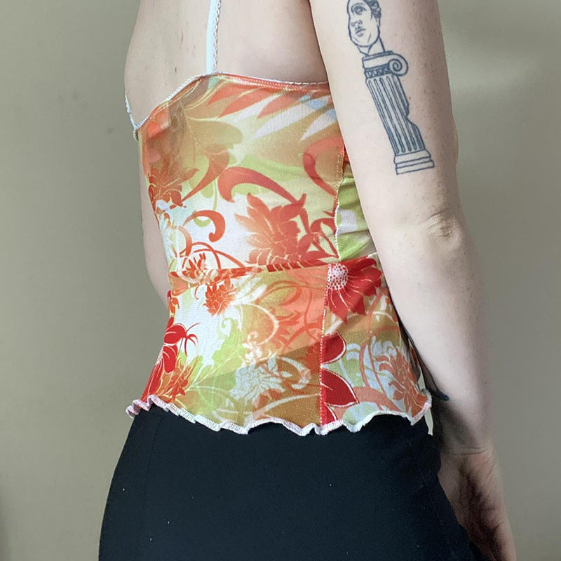 Print Net Bralette Top