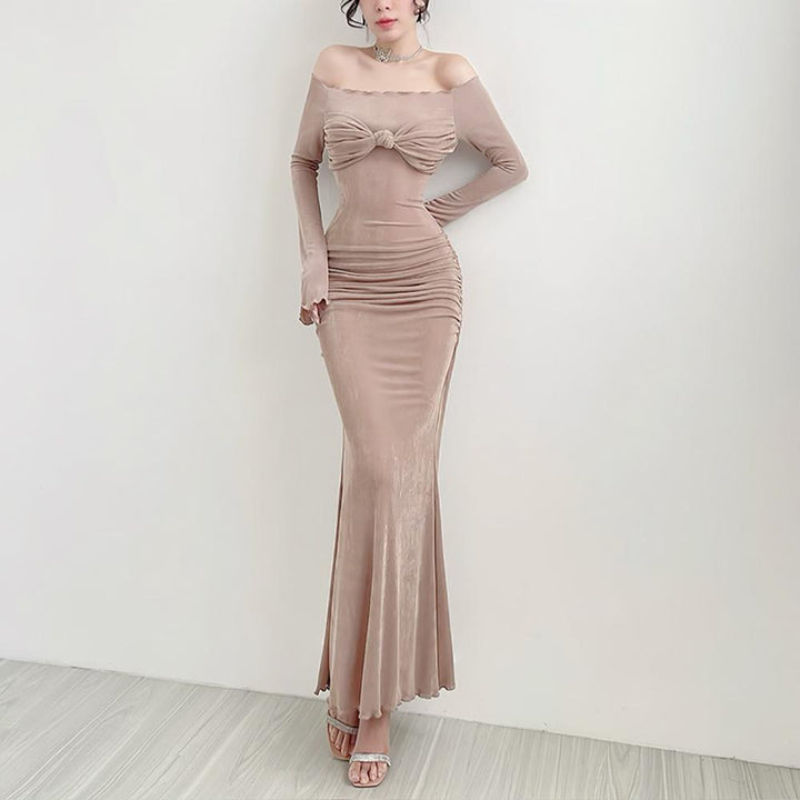Women Off-Shoulder Fit & Flare Maxi Dress