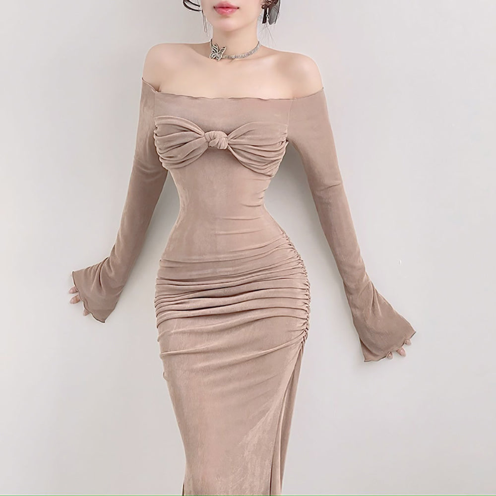 Women Off-Shoulder Fit & Flare Maxi Dress