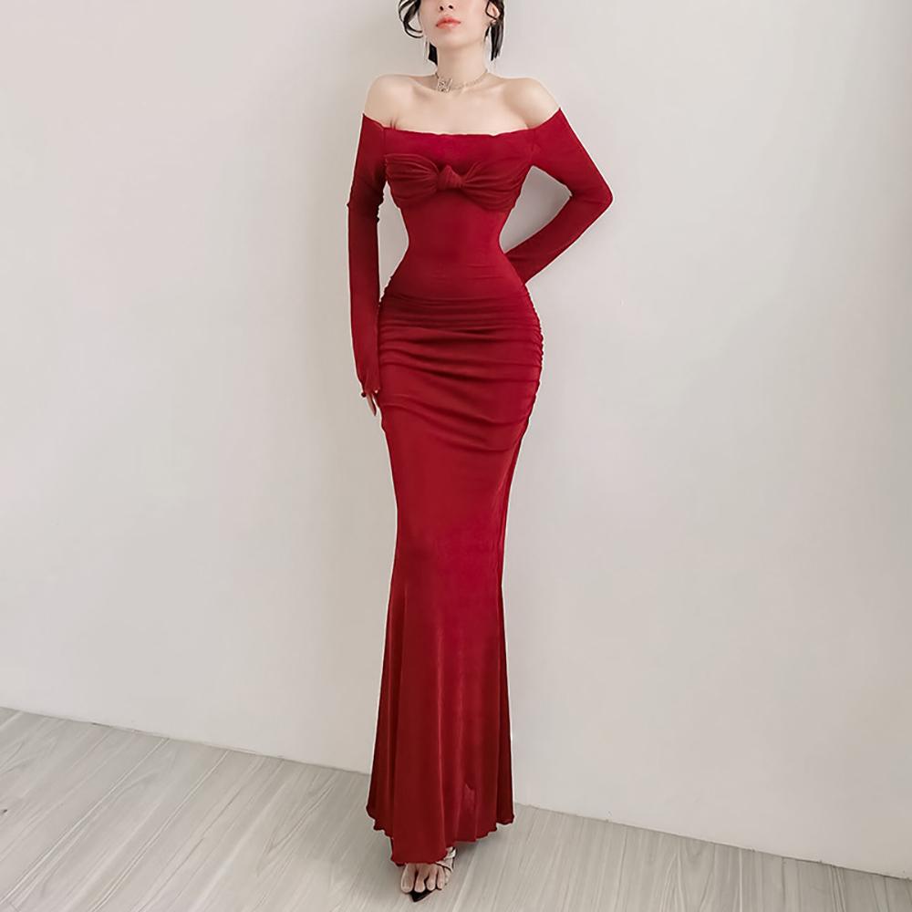 Women Off-Shoulder Fit & Flare Maxi Dress