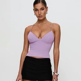 Women Sleeveless Fitted Crop Top