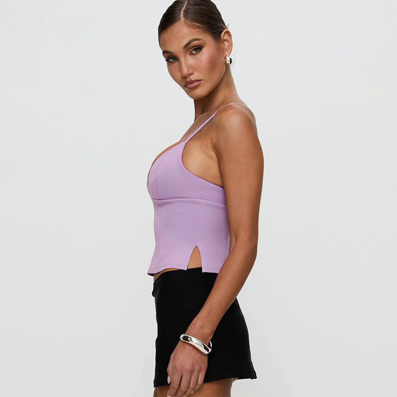 Women Sleeveless Fitted Crop Top