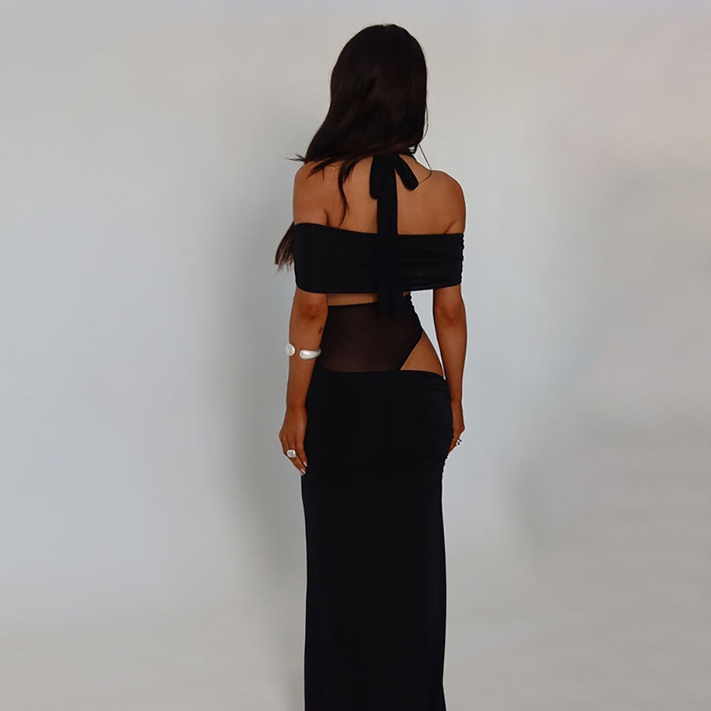 Halter Neck Cut Outs Detail Maxi Dress