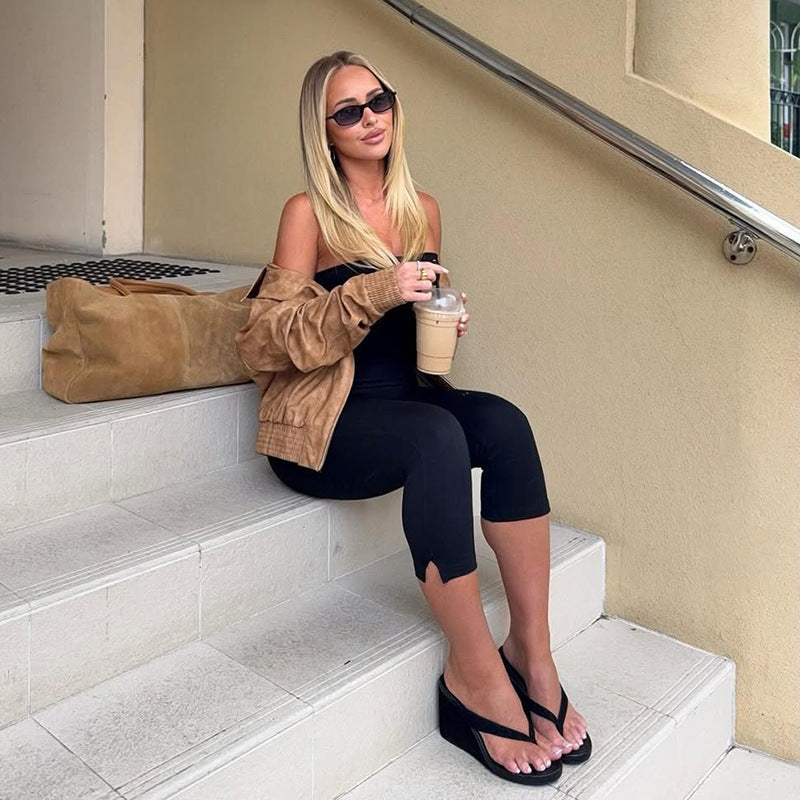 Women Off-Shoulder Capri Jumpsuit