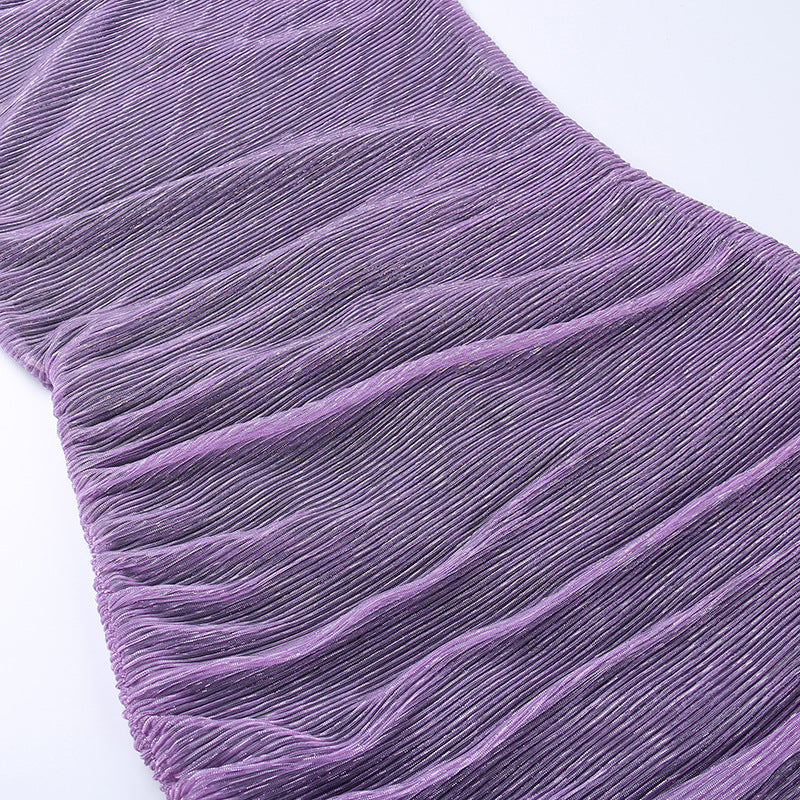 Purple Solid Bodycon Mini Dress