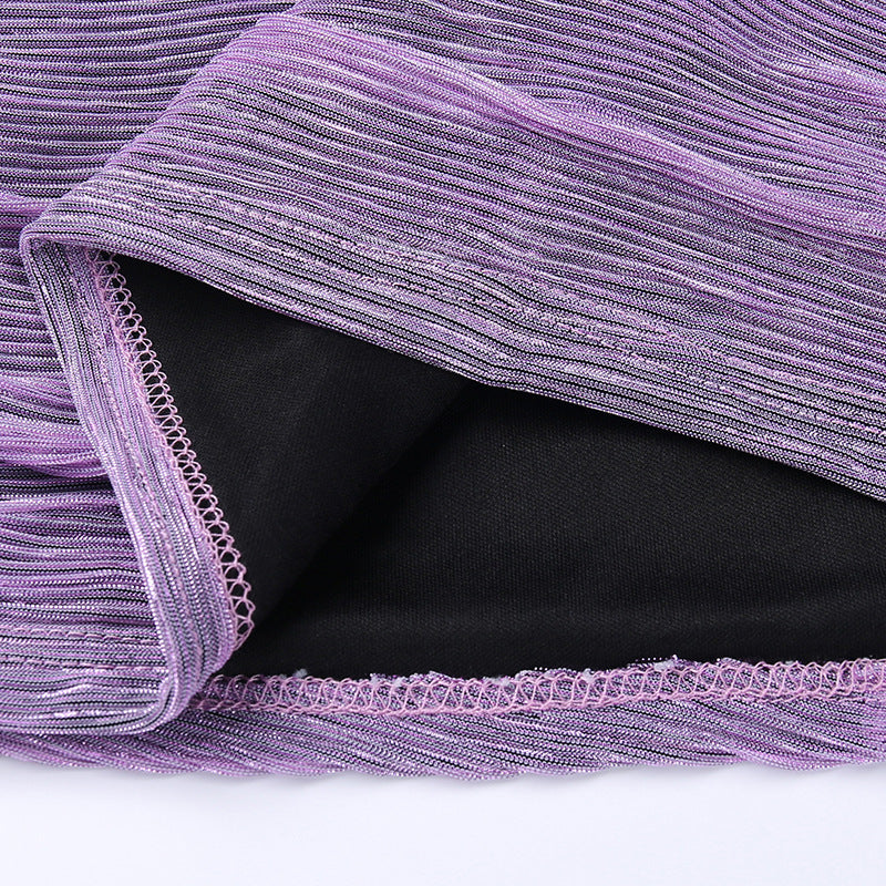 Purple Solid Bodycon Mini Dress